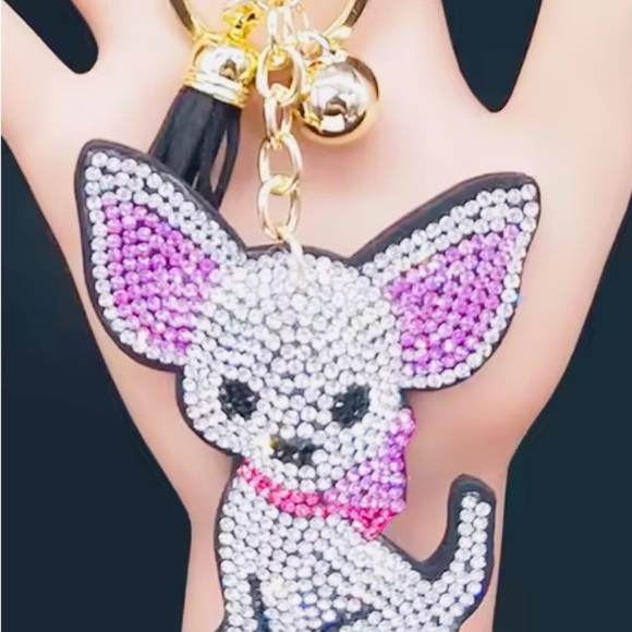 Sparkling Chihuahua Keychain with Pink Accents - Picture 5 of 5